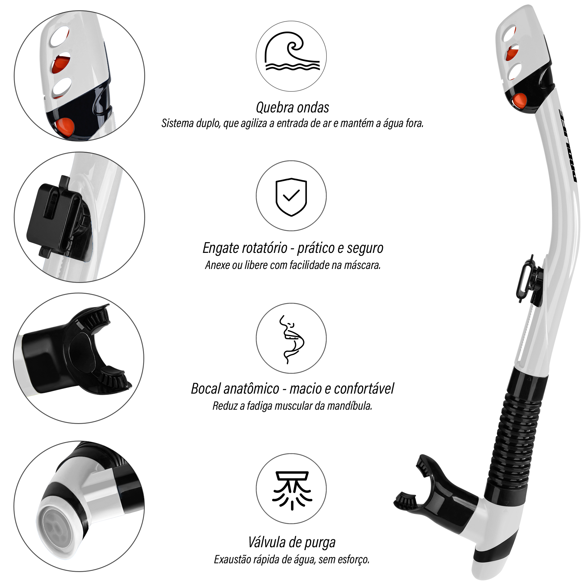 Máscara de Mergulho Antiembaçamento Com Snorkel Atlantic