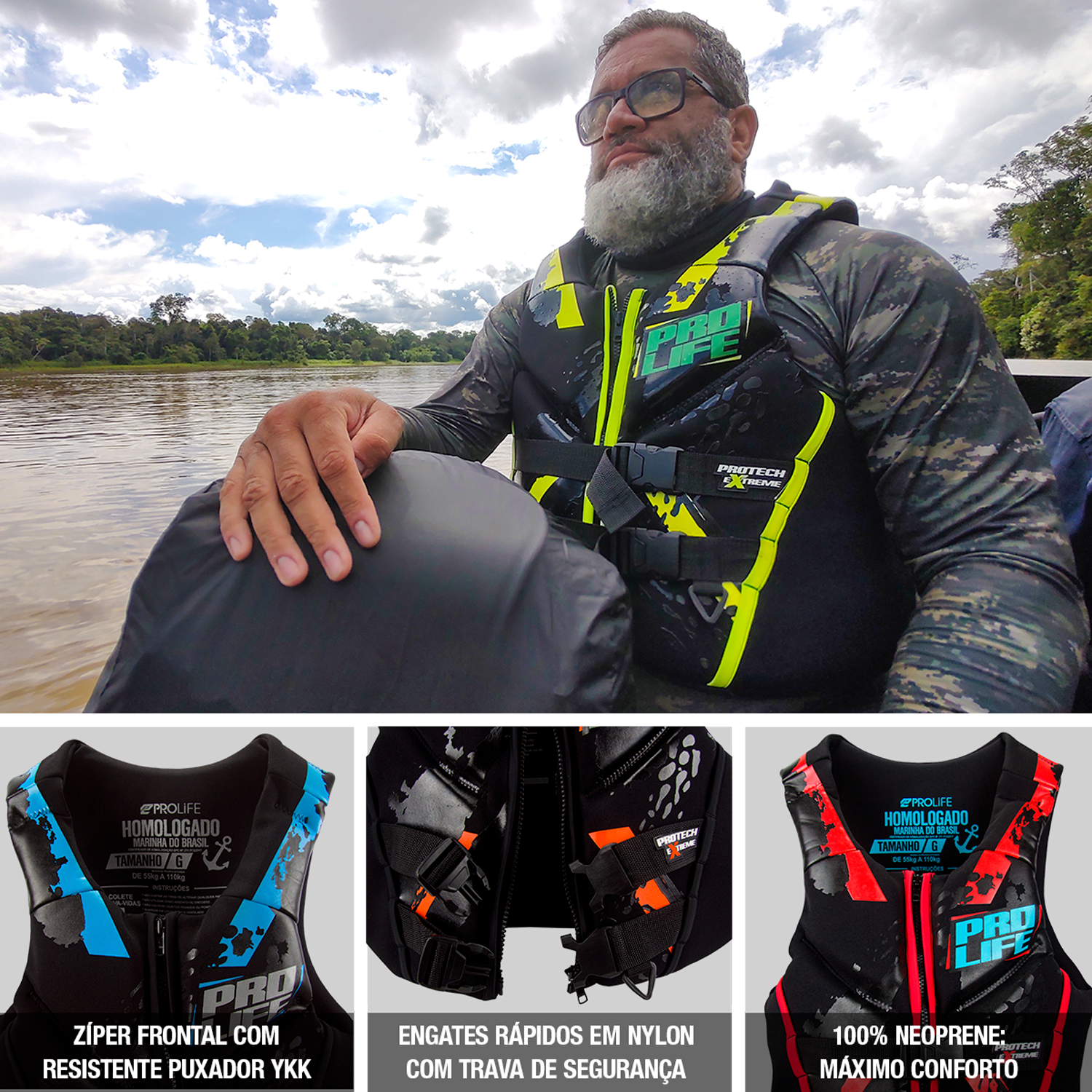 Colete Salva-Vidas Homologado Protech Extreme