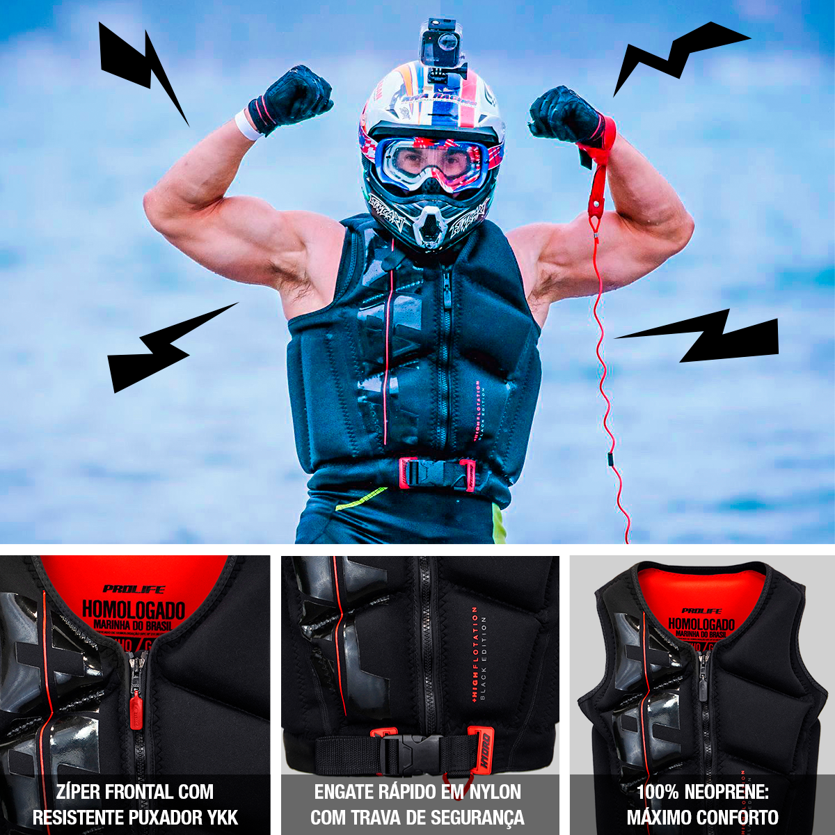 Colete Salva-Vidas Homologado Hydro Black Edition